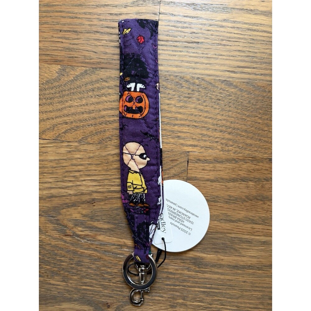 Vera Bradley Peanuts Wide Wristlet Strap Keychain HALLOWEEN INDIGO Snoopy NWT - Picture 2 of 2
